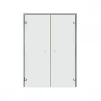 Дверь в хаммам Harvia, двойные 17/21 (1715 x 2090мм) коробка алюминий, стекло прозрачное фото в интернет-магазине House Market