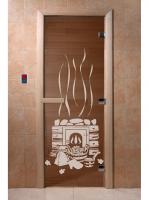 Дверь для сауны DoorWood БРОНЗА "БАНЬКА" 1900х700 (8мм,3 петли 716) (магнит) (ОСИНА) фото в интернет-магазине House Market