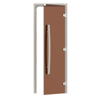Дверь для сауны Sawo 741-3SGA-R-2, 690mm х 1890mm, бронза без порога с вертикальной ручкой 559 (прямая), правая, осина фото в интернет-магазине House Market
