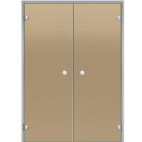 Дверь в хаммам Harvia, двойные 17/21 (1715 x 2090мм) коробка алюминий, стекло бронза фото в интернет-магазине House Market