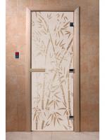 Дверь для сауны DoorWood стекло САТИН (Бамбук,бабочки) 190х70 фото в интернет-магазине House Market