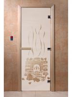 Дверь для сауны DoorWood САТИН МАТОВАЯ "Банька" 1900х700 мм (8мм,3 петли 716) (магнит) (ОСИНА) фото в интернет-магазине House Market
