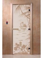 Дверь для сауны DoorWood САТИН МАТОВАЯ "ЛАГУНА" 1900х700 мм (8мм,2 петли 710) (магнит) (ОСИНА) фото в интернет-магазине House Market