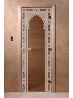 Дверь для сауны DoorWood стекло БРОНЗА (Восточная арка) коробка (липа/ольха) 190х70 фото в интернет-магазине House Market