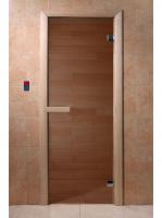 Дверь для сауны DoorWood БРОНЗА 1800х700 (6 мм.,2 петли 716,магнит) (коробка хвоя) фото в интернет-магазине House Market