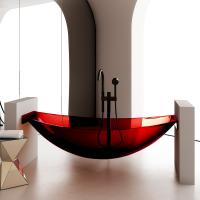 Прозрачная ванна ABBER Kristall AT9704Rubin подвесная красная фото в интернет-магазине Market House